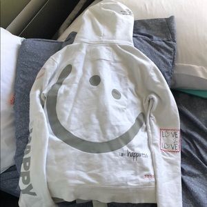 White I am happy hoodie